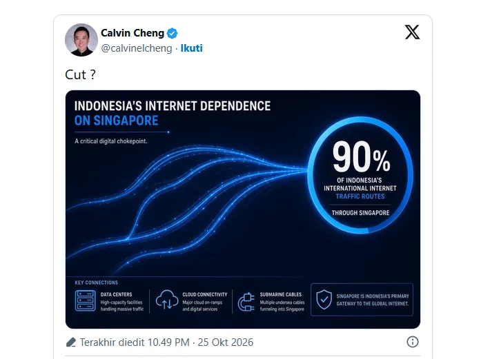 Unggahan Calvin yang di duga mengancam pemutusan internet indonesia