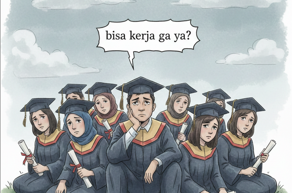 ilustrasi Foto pengangguran dan sarjana ( Dibuat Dengan Ai )