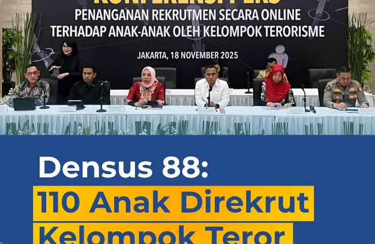 Antiteror Polri menangkap lima tersangka yang diduga menjadi perekrut anak