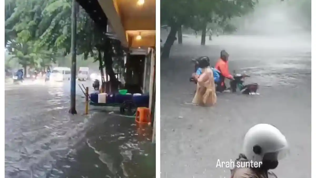 Banjir akibat curah hujan yang tinggi di Jakarta