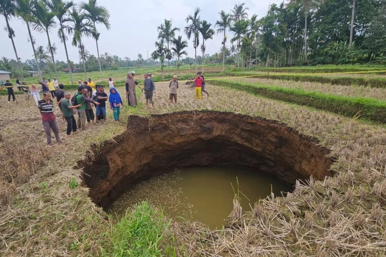 Sinkhole di Persawahan Limapuluh Kota