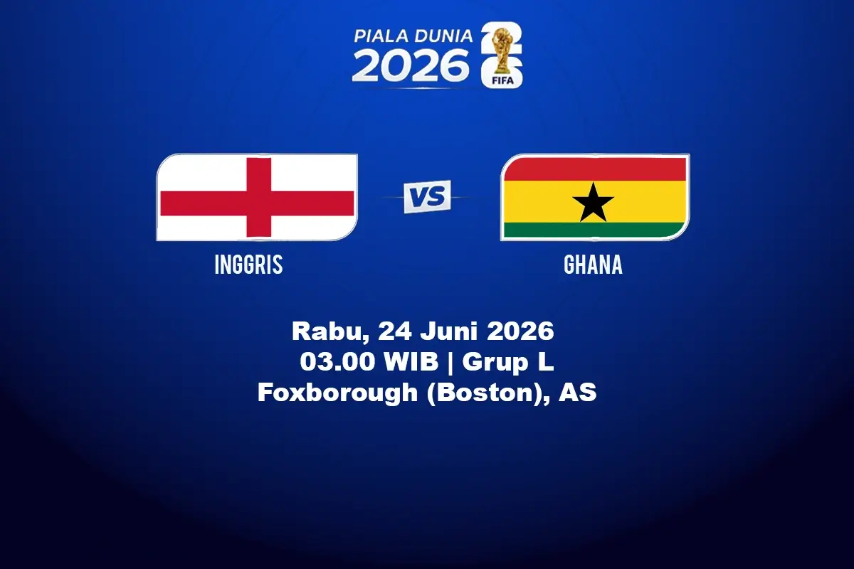 Jadwal Siaran Langsung Inggris vs Ghana