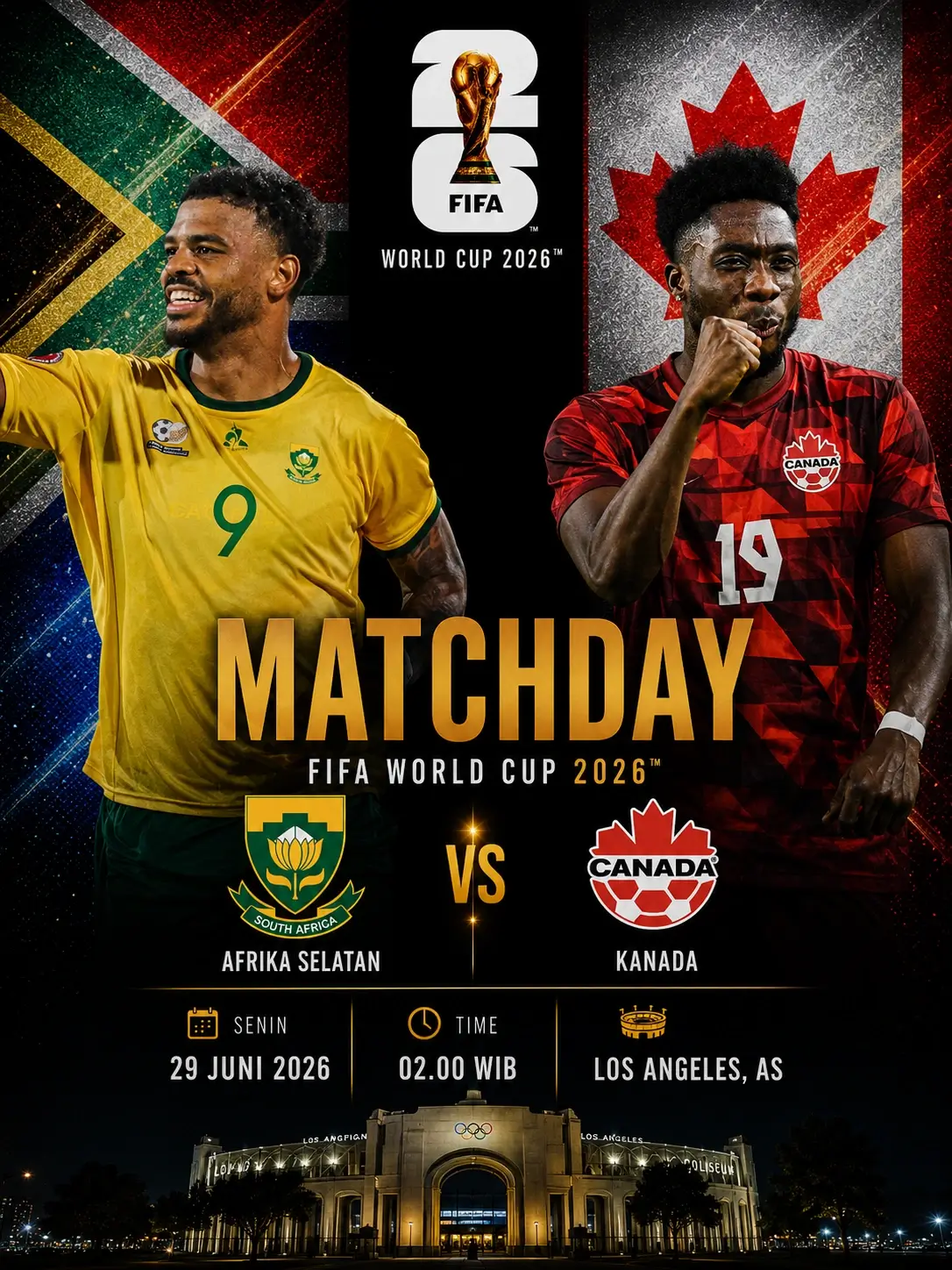 Jadwal Penyisihan Grup Afrika Selatan vs Kanada 32 Besar