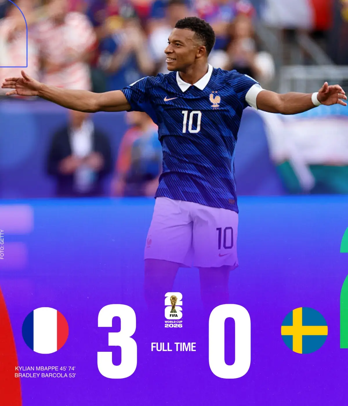 Kylian Mbappe 2 gol ke gawang swedia